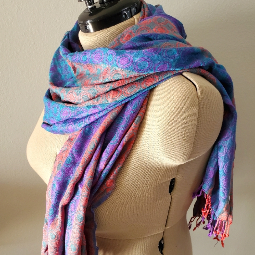 Trippy Iridescent Multicolor Pashmina Scarf